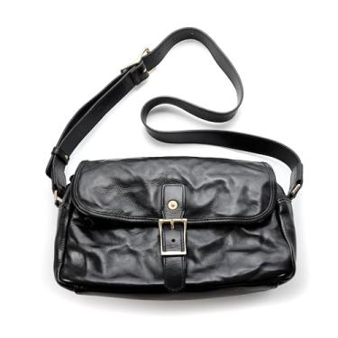 Imagem de IJUN Bolsa tiracolo pequena vintage feita à mão - bolsa de ombro de couro curtido com óleo vegetal de flor integral tamanho P, Preto, 10.5 Inches,Medium, Vintage