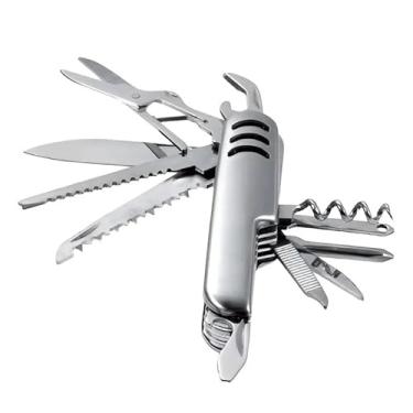 Imagem de Canivete Multifuncional Dobrável 11 Funções - Aço Inoxidável, Compacto para Camping, Pesca, Trilhas e Emergências