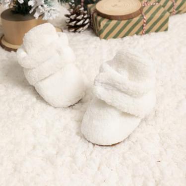 Imagem de Botas para bebês meninos e meninas antiderrapantes botas de lã quentes First Walkers Essentials Sapatos aconchegantes, Branco, 12-18 Months Toddler
