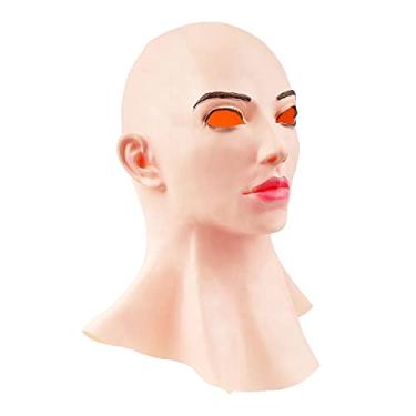Imagem de ZJchao Feminino Látex Cabeça Capa Máscara Facial Completa Cosplay Drag Queen Traje de Halloween Acessório Vestido Festa Chapelaria para Adultos Látex Material Tamanho (Cores sortidas)