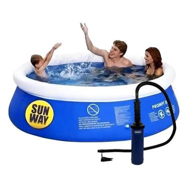 Imagem de Piscina Inflável 4760 Litros Sun Way + Bomba Manual Cor Azul