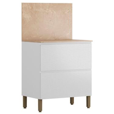 Imagem de Balcão Com Tampo E Painel Art 80 Cm 1 Porta 1 Gaveta Kit's Paraná Cor:branco ártico
