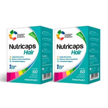 Imagem de Kit 02 Nutricaps Hair Polivitaminico Maxinutri 60 Capsulas