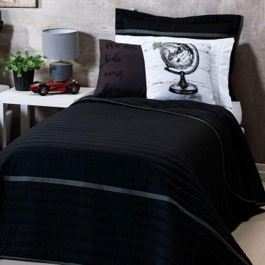 Imagem de Kit Cobre Leito 4 Peças Solteiro Inove 100% Poliéster - World Preto/grafite