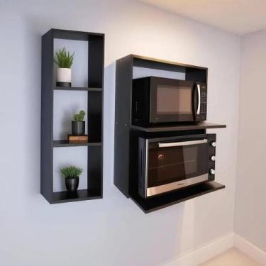 Imagem de Suporte para Microondas e Forno Suspenso em Mdf Premium Espaço e Elegâ