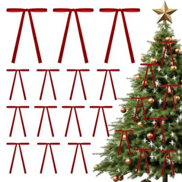 Imagem de WILNUO 30 peças de laços de veludo para árvore de Natal, enfeites de laços vermelhos para guirlanda, guirlanda, sacos de doces, decorações de festa faça-você-mesmo (5 x 7 polegadas, largura de 2/12.7