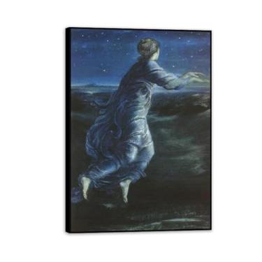 Imagem de Edward Burne Jones Impressões de arte pintura noturna em tela famosa arte de parede Edward Burne Jones decoração de parede para quarto sala de estar banheiro 100 x 70 cm (83.8x71.1 cm) moldura preta