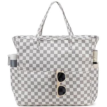 Imagem de LEDAOU Bolsa de praia feminina à prova d'água à prova de areia, bolsa de piscina com zíper para academia, compras, viagens, com bolso molhado