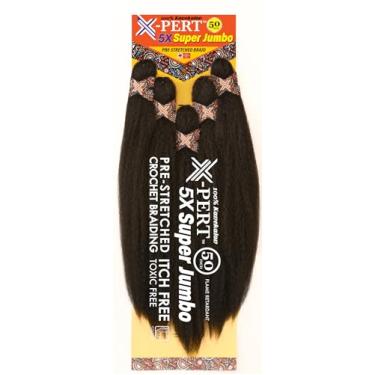 Imagem de X-PERT 5X SUPER JUMBO Cabelo Trança Pré-Esticado Sem Coceira – Fibra Premium Retardante de Chamas (Cor: #BURG)
