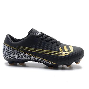 Imagem de Chuteira Campo Gramado Preto com Dourado Blank Star com Solado Costurado Original (br_footwear_size_system, adult, numeric, numeric_43)