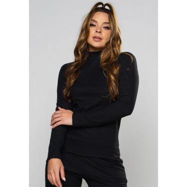 Imagem de Blusa Canelada Gola Alta Camisa Manga Longa Cacharel MVB Modas-Feminino