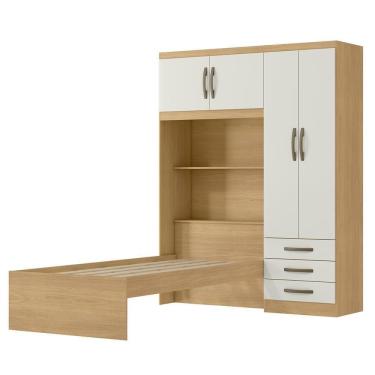 Imagem de Guarda Roupa Com Cama 4p 3g Lis Rg023 Castanho Off White Mxm