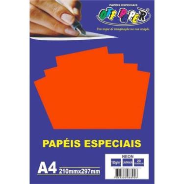 Imagem de Papel Neon Laranja A4 180g 20 Fls - Off Paper