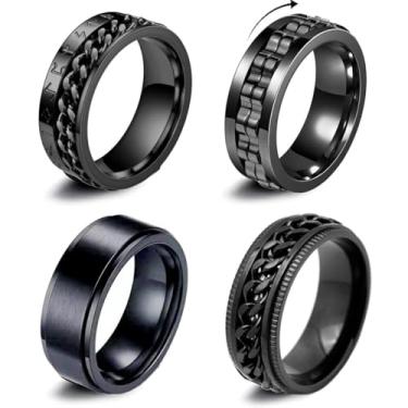 Imagem de Zannthra Anel giratório de ansiedade de aço inoxidável para adultos para mulheres e homens com rotação suave - alívio do estresse, foco de TDAH, brinquedo sensorial, 12, Aço inoxidável, Sem pedra