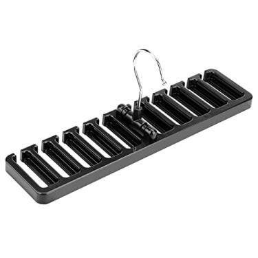 Imagem de ZAWELIYO Cinto de Gravata Cachecol Rack Organizador Plástico Resistente Armário Espaço Saver para Organização Guarda-roupa Marrom 10 Slot Titular (Preto)