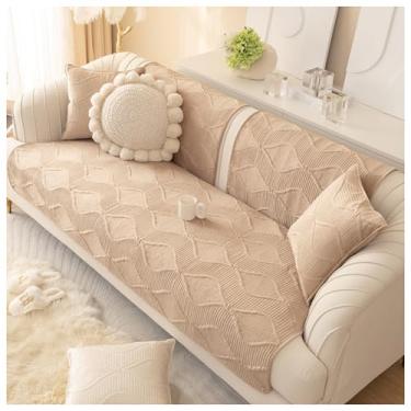Imagem de SPXMQSS Capas de sofá para sofá secional, capas de assento de sofá de veludo holandês, capas de almofada de sofá universais antiderrapantes em forma de L B 110 x 110 cm