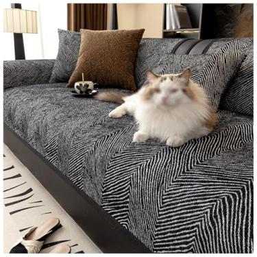 Imagem de SPXMQSS Capa universal antiderrapante para sofá, capa de sofá macia de chenille 1/2/3/4 lugares lavável C 110 x 110 cm