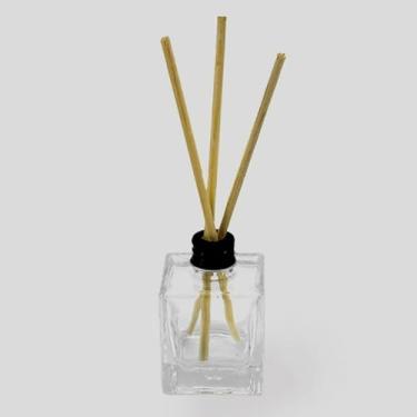 Imagem de Kit 10 Frascos de Vidro 50ml Cubo para Difusor de Aromas com Tampas e Varetas – Aromatizador de Ambiente Luxo(Preta)