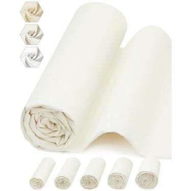 Imagem de FIVEIZERO Tecido de musselina 100% algodão por jarda, 160 cm x 1 jardas panos de musselina de algodão descolorido creme – Tecido chita bege de peso médio para costura, acolchoamento, bordado