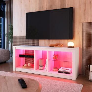 Imagem de Rack para TV até 55 Polegadas com LED Leo Branco 136 cm - Modern