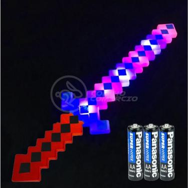 Imagem de Kit Brinquedo Espada Pixel Minecraft 58cm C/Som Luz+3 Pilhas