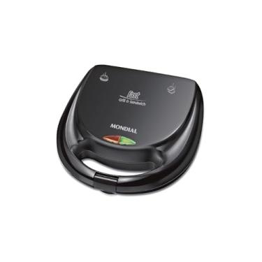 Imagem de Sanduicheira Elétrica Fast Gril Toast, 750W, Preto, Inox, Antiaderente, Abertura 180°, Compacta, 127V, 22x18.5x5.5cm