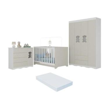 Imagem de Quarto De Bebê Completo C- Berço Americano 3 Em 1 Colchão Doçura Multi