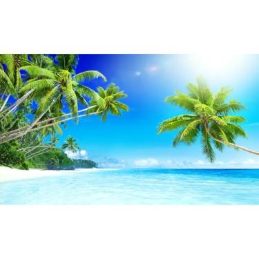 Imagem de Sandbeach Fundo de aquário oceano tropical ilha paraíso fundo mar praia paisagem marítima terrário fundos raio de sol céu azul litoral oceano ondas do mar répteis fundos de tanque de répteis 61 x 30