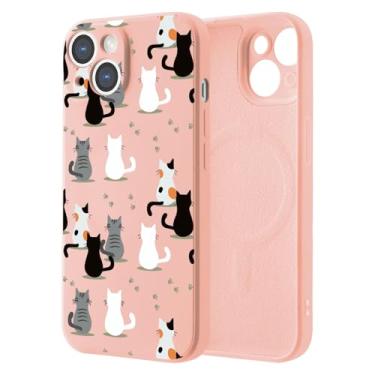 Imagem de JOYLAND Capa de gato fofo para iPhone 16 Pro Max, compatível com MagSafe, forro de microfibra protetor de corpo inteiro, capa protetora de silicone à prova de choque para iPhone 16 Pro Max, rosa
