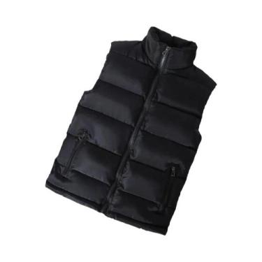 Imagem de Colete Puffer Masculino Slim Fit Sem Mangas Branco Com Gola Alta Casua