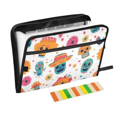 Imagem de CEBUGI Pasta expansível de 13 bolsos, impermeável, sanfonada, organizador de arquivos com etiquetas tamanho A4, organizador de documentos de papel para escola, material de escritório, desenho animado