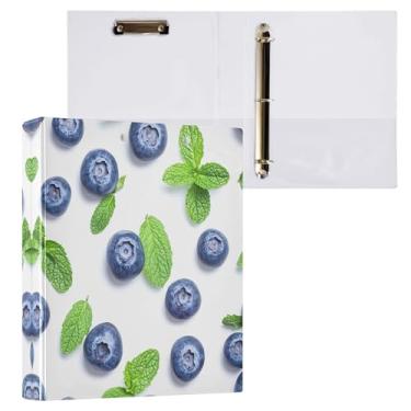 Imagem de Qilmy Organizador de fichário redondo de mirtilos frescos, fichário de 3 anéis com prancheta (carta A4), fichário fofo para material de escritório escolar 9