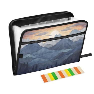 Imagem de Wassud Continuous Mountains Organizador de arquivos sanfonado com 13 bolsos, pastas expansíveis com abas e adesivos, tamanho carta A4, papel para recibos, documentos, pasta organizadora para viagens