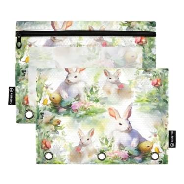 Imagem de Wassud White Rabbits Pacote com 2 pastas para fichário com 3 furos, pasta organizadora de arquivos para casa, escritório