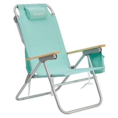 Imagem de Cadeira de praia SUNNYFEEL com encosto alto dobrável com 3 reclináveis