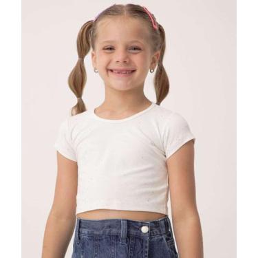 Imagem de Blusa Infantil Cropped Glitter Manga Curta Marisa Tam -25151, Branco, 