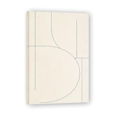 Imagem de Blocos simplificados Arte em tela minimalista: Serenidade tons neutros grande área em branco para decoração de espaço calmo 50 x 75 cm emoldurado