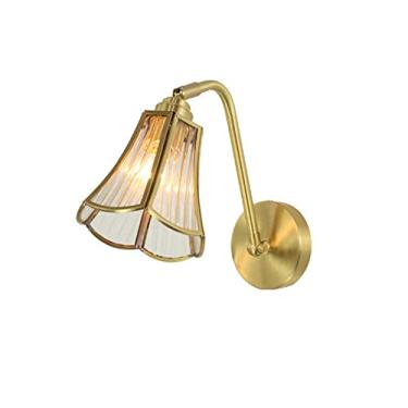 Imagem de Arandela de parede nórdica em latão, moderna, com 1 lâmpada, estilo japonês, ideal para cabeceira, sala de estar, quarto, corredor e varanda, soquete E27, D.