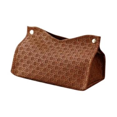 Imagem de AFXGUSD Porta-lenços com Tampa, Porta-lenços Faciais, Couro Sintético, Dispensador de Papel Higiênico, Marrom, Tamanho real