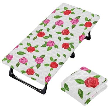 Imagem de Burbuja Lençol de berço de rosas para crianças, lençol de cochilo acolchoado portátil com faixa elástica para meninas e meninos, lavável na máquina, 63,5 x 127 cm