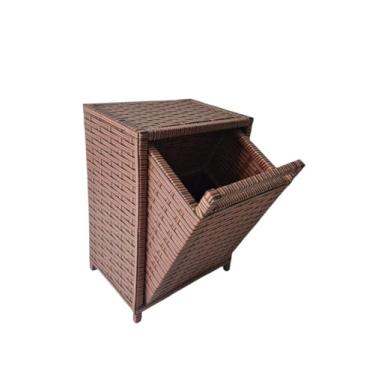 Imagem de Cesto de Roupa Basculante Organizador, Estrutura de Madeira, Acabamento em Fibra Sintética Colorida (INDIANO)