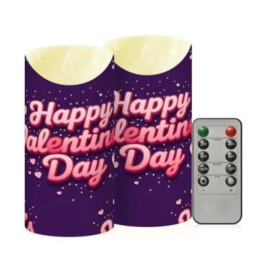 Imagem de Wassud Pacote com 2 velas sem chama feliz dia dos namorados com controle remoto, velas realistas cintilantes com temporizador, velas decorativas para Natal, casamento, festa, decoração de casa média