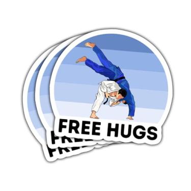 Imagem de Adesivo de judô de abraços grátis, decalque de vinil de artes marciais engraçadas para judoca, adolescentes, adultos, laptop, garrafa de água, carro, scrapbook, caderno, diário, bolsa de equipamentos