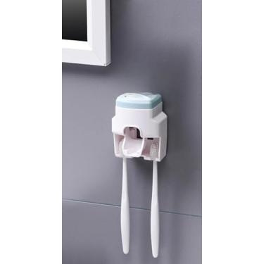 Imagem de Suporte Para Escovas de Dentes Com Espremedor de Pasta de Dentes Integrado, FáCil de Usar e Altamente PráTico.(AZUL)