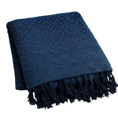 Imagem de Manta de Algodão Grande para Sofá Casal King 3,00X1,80M Grande 2,40X1,80m Pop pequena 2,20X1,50M sua casa(Manta tambaba azul)