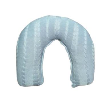 Imagem de Almofada de Amamentação em Tricot com Zíper, Formato U Anatômico, Fibra Siliconada, 37x45x13cm (Cor Azul Bebê)