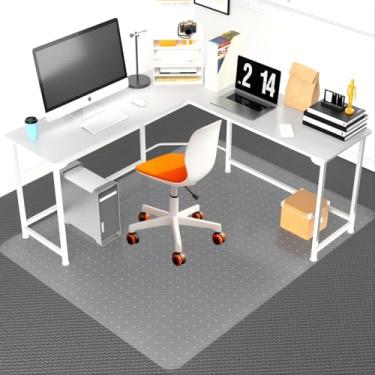 Imagem de Tapete de cadeira de escritório para carpete, tapete de mesa transparente de 117 x 152 cm, tapete de mesa de computador, grandes protetores para cadeiras e tapetes baixos, tapete de plástico fácil de