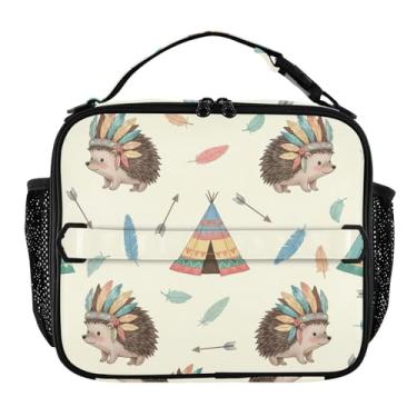 Imagem de Lancheira clássica fofa bege para mulheres meninas lancheira masculina lancheira para trabalho animal floral bolsa térmica transportadora de alimentos para escola