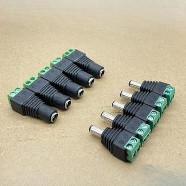 Imagem de 5 peças DC 12 V Conector de alimentação macho/fêmea Adaptador de plugue cilíndrico 5,5 mm x 2,1 mm para fita LED CCTV Câmeras SupplyTerminal