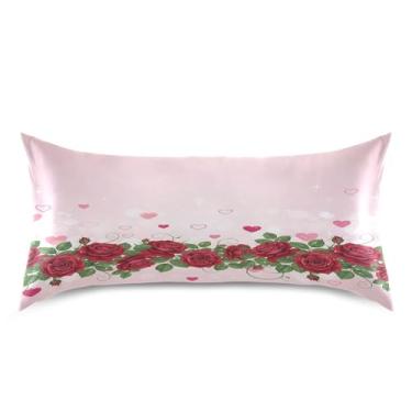 Imagem de Blueangle Fronha de cetim refrescante para cabelo e pele, fronha rosa dos namorados, tamanho king 50,8 x 101,6 cm com fecho de envelope (352)